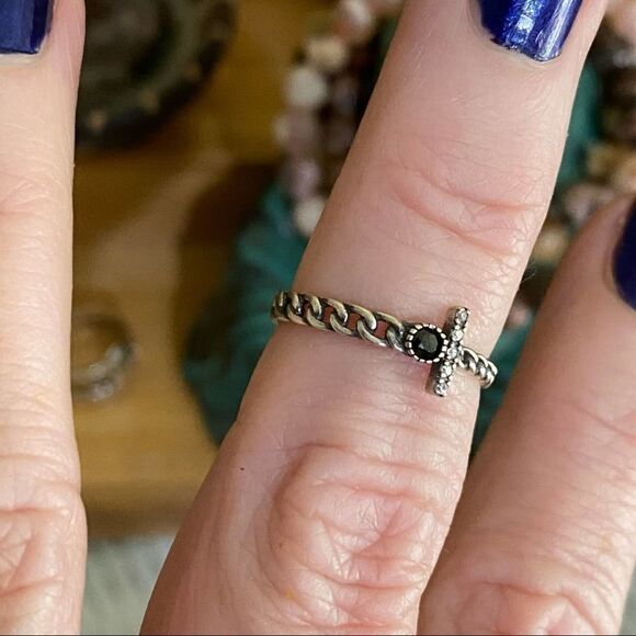 Chain Link CZ Adjustable Minimalist Ring - Picture 6 of 10